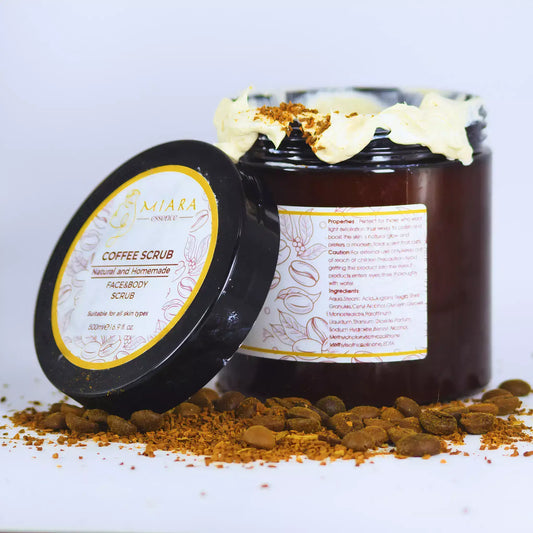 Coffee Face Scrub Skincare Routine in a jar with coffee grounds, perfect for skincare lovers.