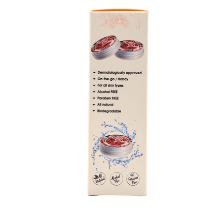 Makeup Remover Wipes packaging highlighting natural ingredients and eco-friendly qualities.