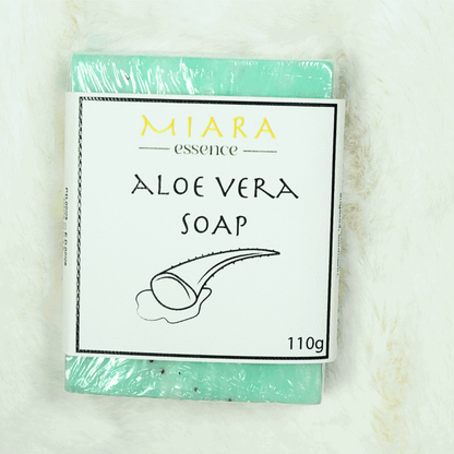 Miara Essence Aloe Vera Natural Soap packaging, perfect for gentle cleansing and sensitive skin care.