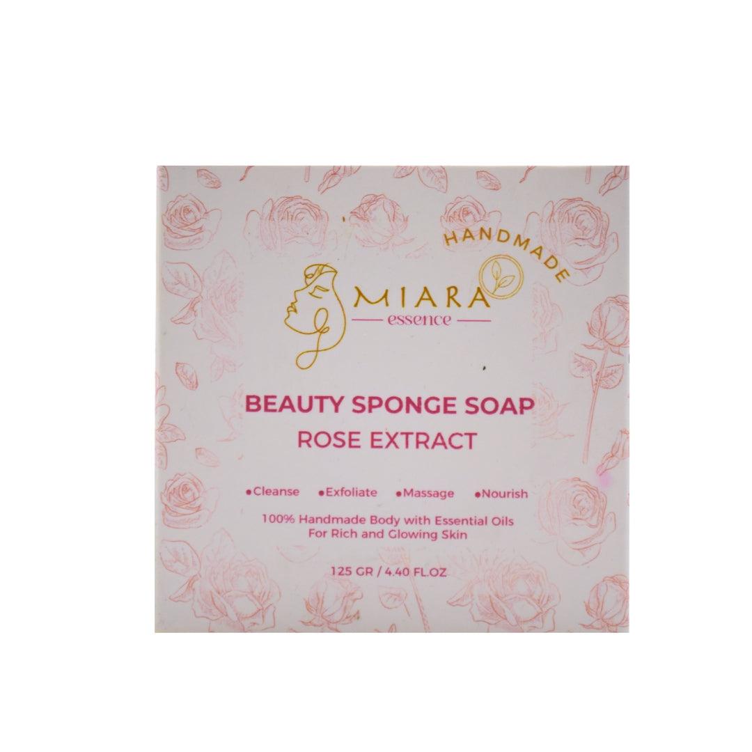Miara Essence Natural sponge soap. Beauty Sponge Soap with rose extract for natural skin care and nourishment.