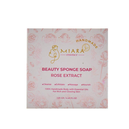 Miara Essence Natural sponge soap. Beauty Sponge Soap with rose extract for natural skin care and nourishment.