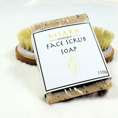Natural Face Scrub Soap by Miara Essence, a gentle exfoliating soap for smoother skin.