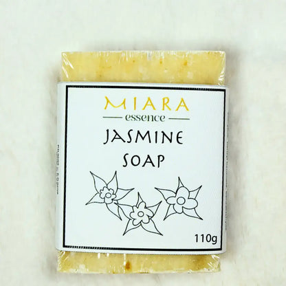 Natural Jasmine Soap by Miara Essence, a cleansing and hydrating soap with calming jasmine infusion, 110g.